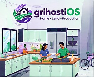 A couple cooking together in a bright shared kitchen